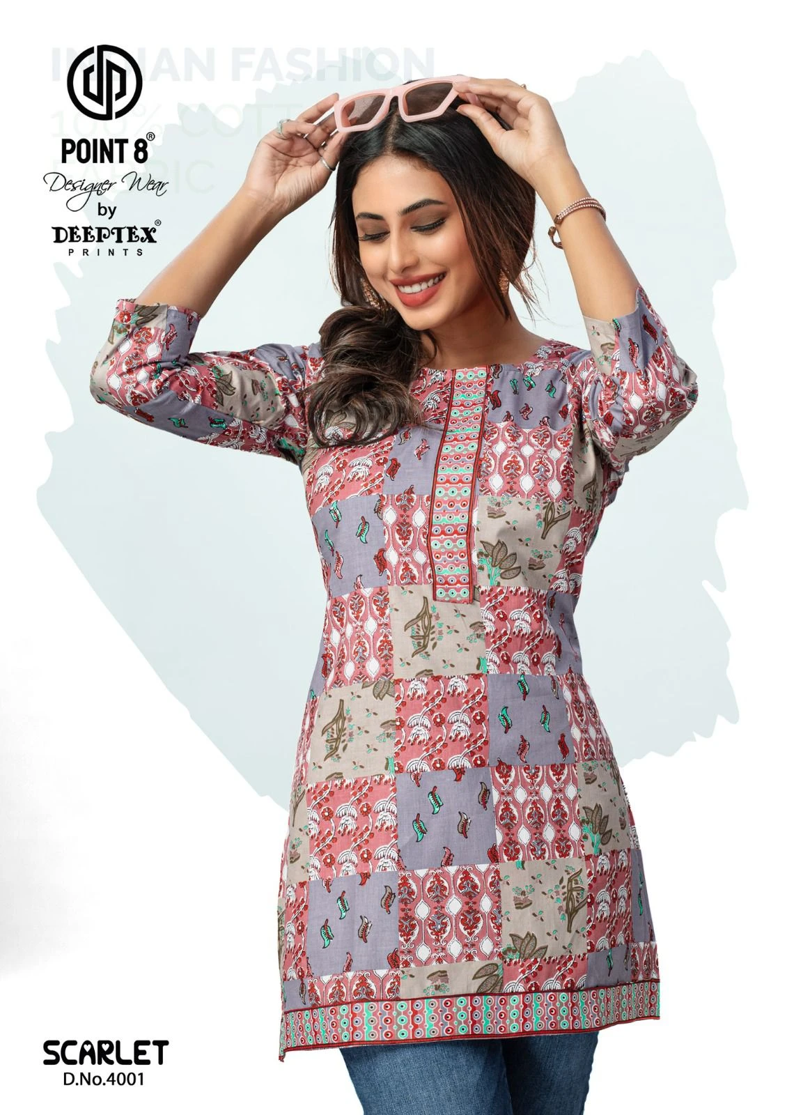 Deeptex Scarlet Vol 4 Cotton Wholesale Short Tops Catalog — Wholesale Cotton Kurti Pant Set, Deeptex wholesale from Surat — view 10
